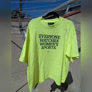 Togethxr Everyone Watches Womens Sports Neon Yellow Tennis Tee XL